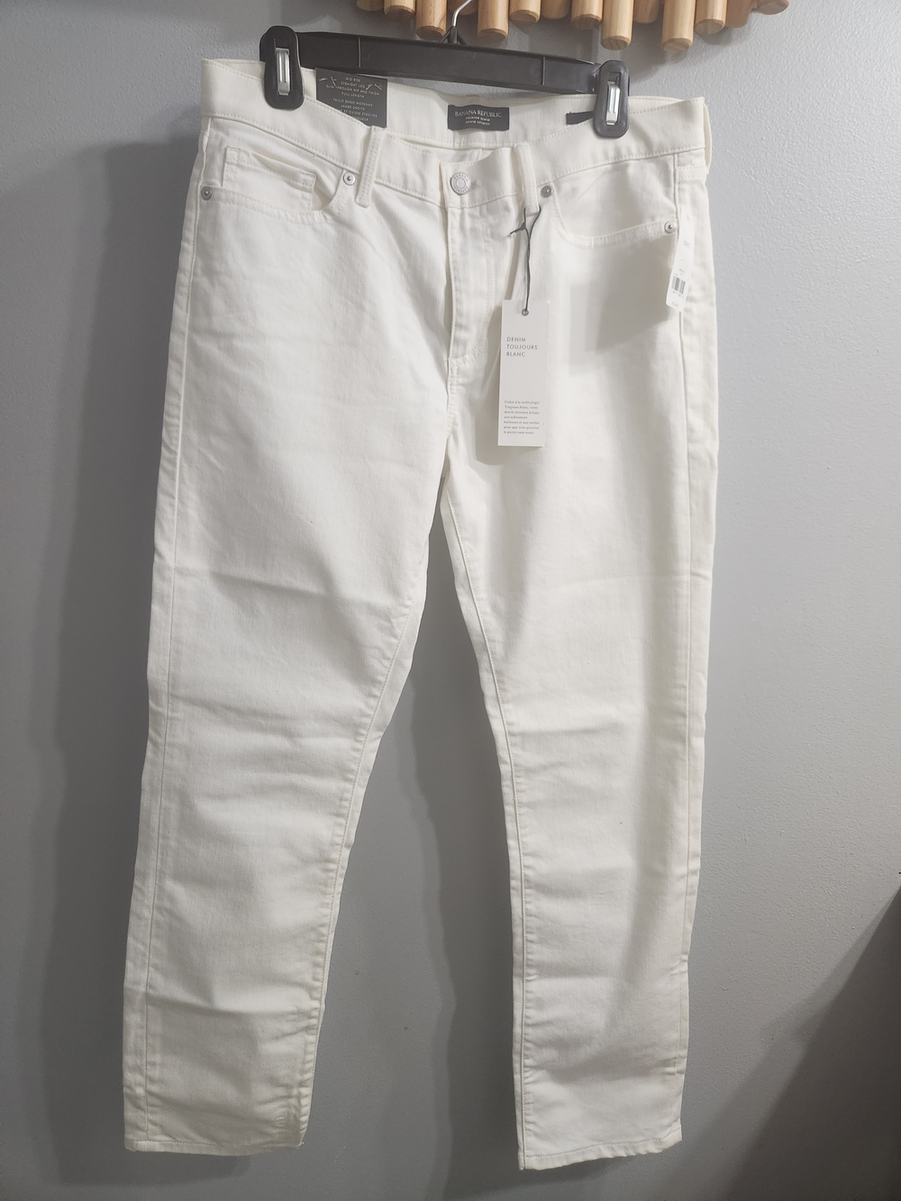 Banana Republic Premium Denim, Slim Straight Jeans in White